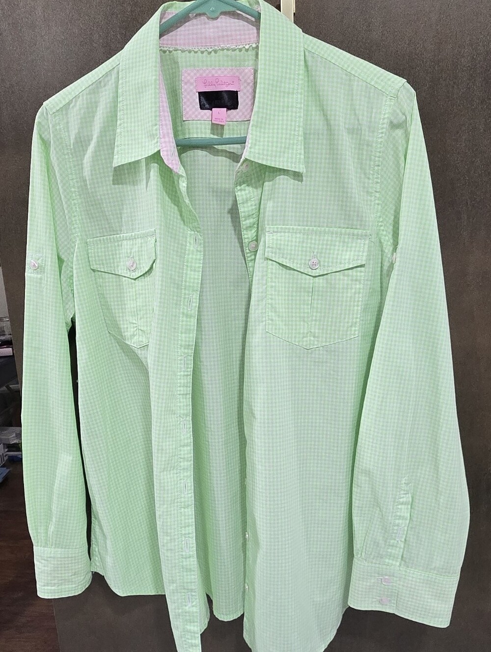 Lilly Pulitzer Light Mint Gingham Button-Down Shirt